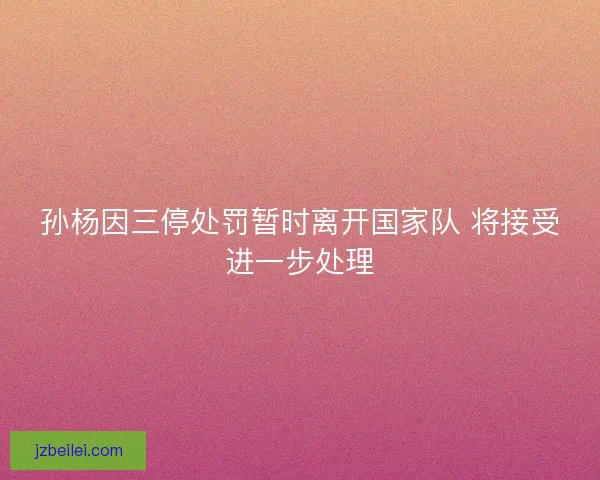 孙杨因三停处罚暂时离开国家队 将接受进一步处理