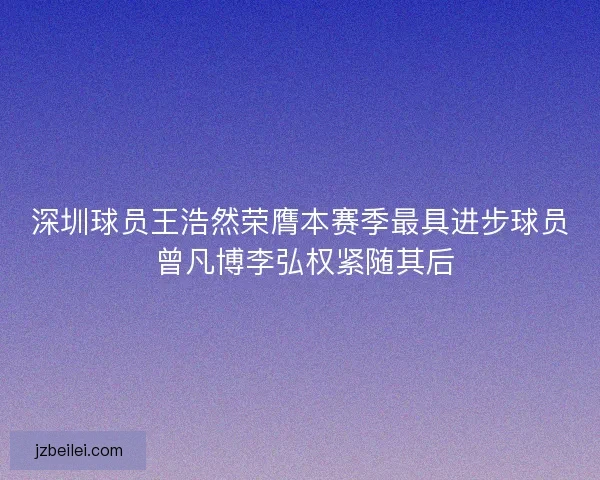 深圳球员王浩然荣膺本赛季最具进步球员 曾凡博李弘权紧随其后